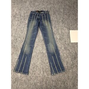 Parasuco Ergonomic Jeans 8028 Blue Contrast Stitch Low Rise Flare Womens 24x33